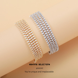 Diamond <b>Bangle</b> <b>Bracelet</b> Pear Cut Full Diamond Gold Tone Everyday Wear Jewelry - Product Image 4