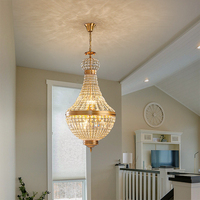 Lustre personnalisé français classique rétro de luxe en bronze avec finition perles de cristal LED projet décoratif de style européen