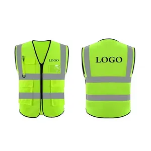 Yellow Customised Hi Vis Surveyor Engineer Ems Medical Construction Reflective Safety Vests Class2 With Pouch Bag