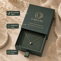 Boîte sur mesure en carton crème pour ensemble de colliers, avec insert incliné, étui rigide en papier, fabrication OEM