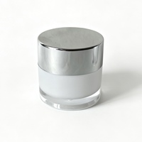 Pot de crème pour soins de la peau en acrylique givré de 10 g, avec couvercle personnalisé en argent ou or électroplaqué Pantone, conteneur en plastique pour crème pour les yeux