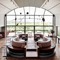 Sièges de cabine de restaurant, banquette rose, mobilier de café moderne, ensemble de chaises en bois pour hall d'hôtel et salon, contemporain