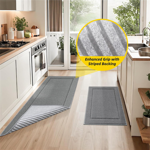Alfombra gris absorbente resistente a la suciedad para cocina, alfombra lavable a máquina antideslizante para cocina, cómoda alfombra de pie - Product Image 4