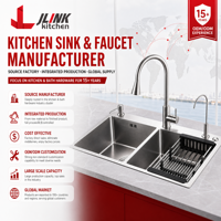 Fregadero de Cocina de Acero Inoxidable Negro Nano, Diseño Moderno, Ahorro de Agua, Montado en la Pared, Hecho a Mano, Venta al Por Mayor de Fábrica