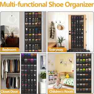 40 Large Mesh Pockets Over Door <b>Shoe</b> Organizer With Metal Hooks for Closet Entryway Bedroom Dorm <b>Storage</b> Organizer - Product Image 4
