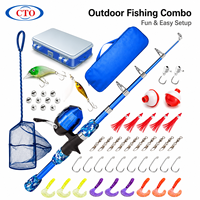 Ensemble canne à pêche Spincast pour enfants avec poignée EVA de 1,55 m, compatible CTO, avec 46 accessoires de pêche, en fibre de verre légère, puissance moyenne, pour débutants