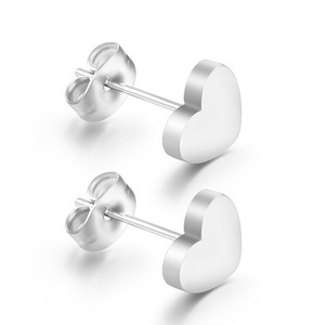 Heart-Shaped <b>Stud</b> <b>Earrings</b> 9mm Stainless Steel <b>Black</b> Gold Silver Color For Women Gift Jewelry - Product Image 4