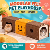 Tunnel modulaire personnalisé en feutre pour chat, maison interactive d'intérieur, tanière-lit pour animaux de compagnie, vente en gros OEM ODM