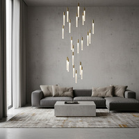 Lustre moderne de luxe Seeky pour escalier, luminaire suspendu en verre LED pour salon et hall à plafond haut