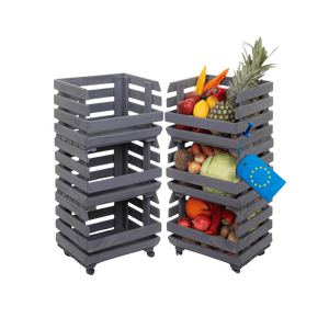 Rectangle Wooden <b>Shelf</b> for Vegetables Fruits Wheels Flexible Design 3 Wooden Boxes Best Storage <b>Baskets</b> for Kitchen Cheap Price - Product Image 1
