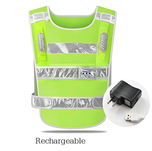 HBC LED Gilet Réfléchissant <span class=keywords><strong>Tissu</strong></span> en Maille Plusieurs Poches Certification UE Chantier de Construction Rechargeable Logo Personnalisable - Product Image 3