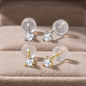 AMBER JEWELS - Pendientes de Diamantes Cultivados en Laboratorio, Oro Sólido de 14K, Chapado en Oro de 18K, Corte Brillante, Certificado IGI, Unisex, para Fiestas, de Lujo - Product Image 1