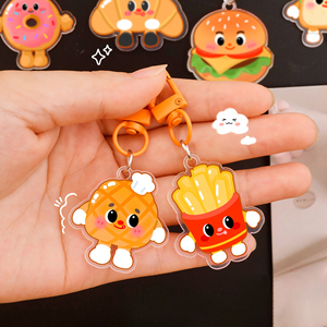 Llavero de acrílico con forma de gofre y patatas fritas, diseño de dibujos animados, ligero, ideal como regalo o souvenir para estudiantes, venta al por mayor. - Product Image 1