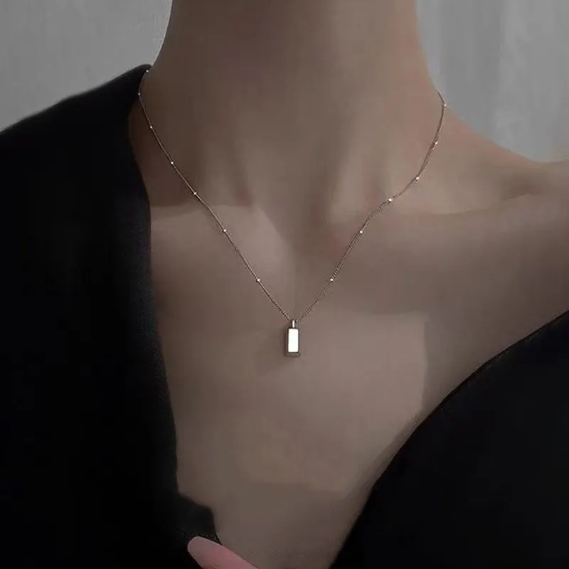 Colar de prata esterlina com barra de ouro, colar para mulheres, pequena, moderno, leve, design de luxo, alta sensação, corrente feminina, 2023