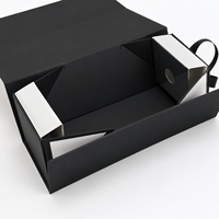 Boîte pliante en carton rigide noir ondulé personnalisée de luxe avec fermeture magnétique pour emballage cadeau, vêtements et vin – Vente en gros