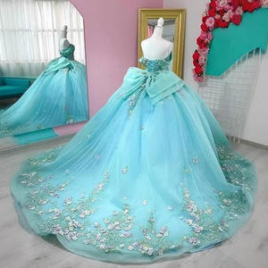 LY-QD0001 Meisjes Quinceañera Jurk 3D Kant Prinsessenrok met Off-Shoulder Vlinderdas Meerdere Kleuren Feest Baljurken Gala Jurken - Product Image 2