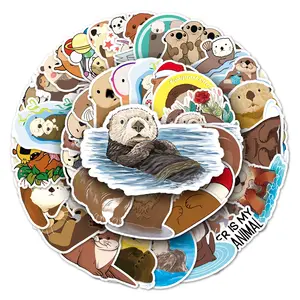 50 Stuks Cartoon Otters Familie Stickers Voor Kind Kinderen Thuis Kamer Waterdichte Otter Decoratieve Sticker