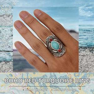 Bohemian Tibet Alloy Rose Gold Plated <b>Turquoise</b> Round Inlay Vintage Gemstone <b>Ring</b> for Women Party Gift BLUE - Product Image 2