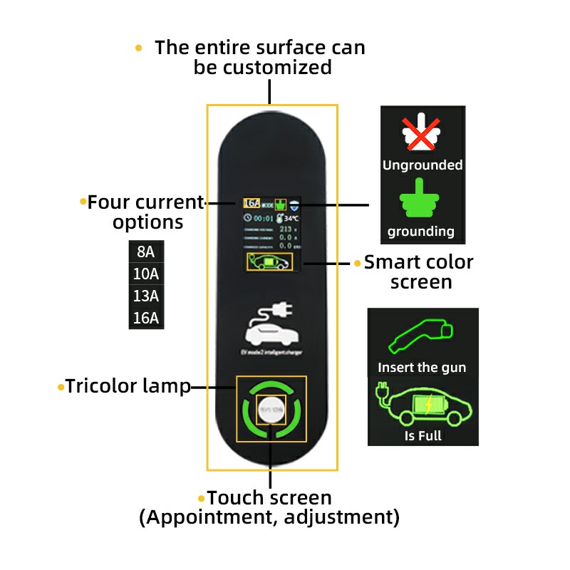 32a 7kw Portable Ev Charger Type 2 Home Evse Mini Wallbox Ev Charger For Electric Car Fast Charging Model E-pro