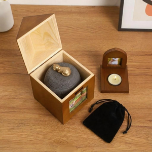 Urne funéraire en bois pour animaux de compagnie, pour cendres de chiens et de chats, boîte à souvenirs en bois, boîte photo en bois - Product Image 5