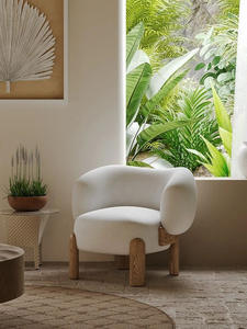 Sillón Individual Suave de Tela Bouclé Estilo Wabi Sabi para Oficina en Casa, Sofá Nórdico de Cachemira de Cordero - Product Image 3