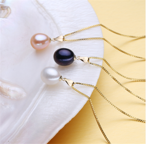 Liontin Mutiara Air Tawar Asli FEIRUN 9mm 18K Emas Bentuk Tetesan Air - Product Image 6