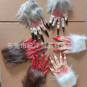 ถุงมือมนุษย์หมาป่า กรงเล็บผีขนยาว ขนาดเดียว อุปกรณ์ประกอบชุดฮาโลวีน - Product Image 4