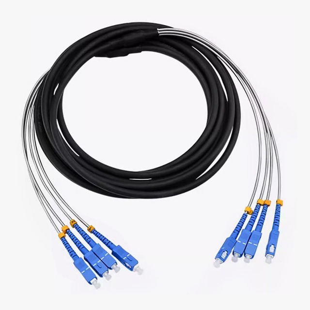 Outdoor Armored Field Tactical Cable 2 4 Cores Single Mode LC SC FC ST Waterproof Flame Retardant Fiber Optic Patch Cables