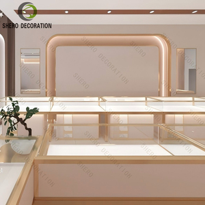 Eco-Friendly Jewelry Display Showcase Wood Metal Frame LED Glass <b>Cabinet</b> Custom Store Fixture Interior Layout Design - Product Image 2