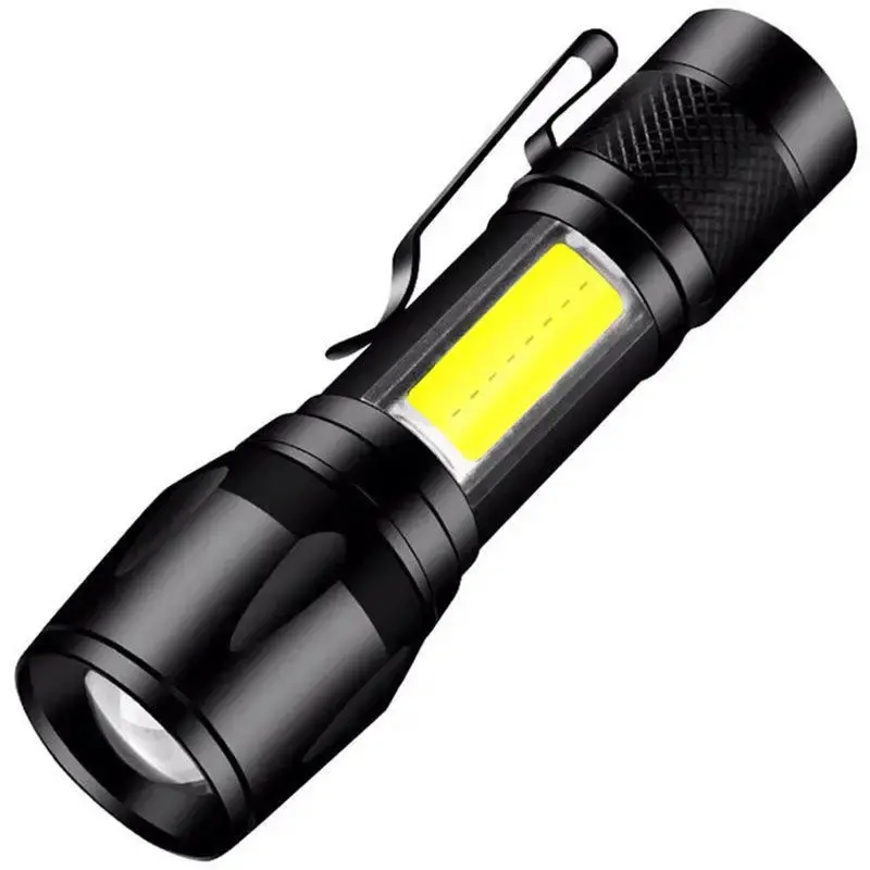 Tactical flashlight USB rechargeable camping flashlight COB Zoomable mini portable flashlight