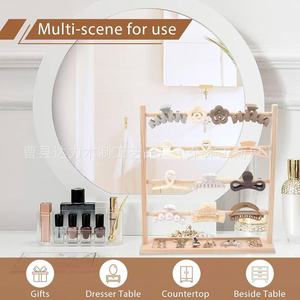 Wooden Jewelry Display Rack 5 Tier <b>Desktop</b> Storage For Hair Clips Necklaces Bracelets Headbands Organizer - Product Image 5