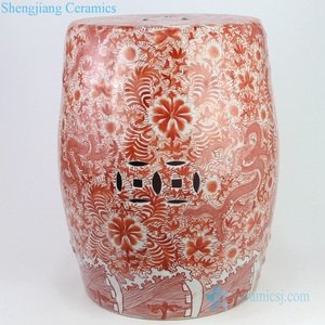 RZIS001-B Chinese Style Red Hand Painted Dragon Painting Ceramic <strong>Stool</strong> <strong>Outdoor</strong> <strong>Stool</strong> Drum <strong>Stool</strong> - Product Image 2