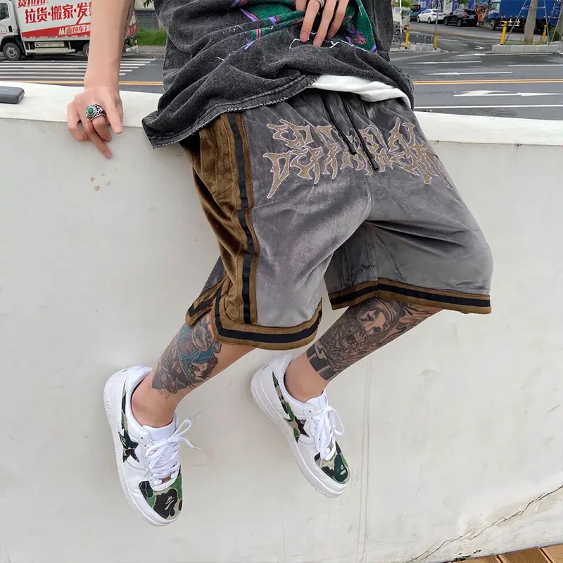 Custom Logo Vintage hip hop Wholesale Sweat gym Jersey Casual Outdoor streetwear shorts for men