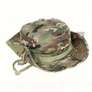 Chapeau de pêcheur unisexe en toile unie avec cordon de serrage, idéal pour le camping, la pêche, la randonnée, la jungle, le camouflage, les voyages et le quotidien - Product Image 1