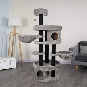 Gattino gatto grasso albero grande casa per animali domestici carino tetto nero casa palestra resina Poster castello in legno in Rattan cane erba gatta - Product Image 3