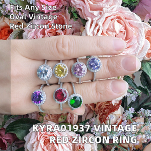 Anillo de Compromiso Ovalado Vintage de Calidad con Circonita, Bañado en Rodio Imitación Latón, Banda Ajustable para Mujer, Regalo de Boda - Product Image 2