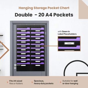 30-Pocket 600D Oxford File Pocket Chart, Over Door Hanging Organizer for Files & Magazines, Wall Storage for Classroom Office - Product Image 6