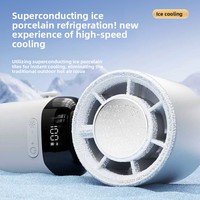 Nouveau ventilateur portable USB pliable à affichage numérique, en ABS, haute vitesse, pour réfrigération semi-conductrice transfrontalière