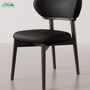 Sedia da pranzo moderna Wayon <span class=keywords><strong>in</strong></span> legno per soggiorno con <span class=keywords><strong>tessuto</strong></span> imbottito beige e gambe <span class=keywords><strong>in</strong></span> legno nero per ufficio domestico - Product Image 2