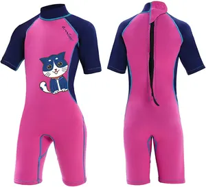 Child 2mm Neoprene one Piece Shorty Diving Suits Back Zipper Thermal Swimsuit Youth Boys Girls Water Sports Cartoon Wetsuit