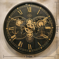 Horloge murale analogique à quartz rétro steampunk industrielle de 60 cm x 100 cm, style antique, en métal, silencieuse, chiffres romains, pour salon, luxe