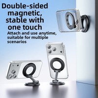 Support de téléphone magnétique double face |   Conception pliable et portable |   Aimants puissants N52 à forte adhérence |   Support universel A12 pour diffusion en direct