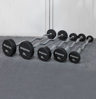 SMARTFIT Barre EZ Curl en PU à poids fixe avec logo personnalisé pour l'entraînement de musculation