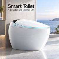 Toilette intelligente moderne avec bidet, chasse d'eau automatique par capteur au pied, siège chauffant, sécheur à air chaud, télécommande