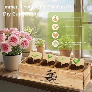 Kit de démarrage portable <span class=keywords><strong>pour</strong></span> bonsaï au design Art Déco haut de gamme, boîte cadeau en bois, tapis de repotage, pots en toile de jute, outils de jardinage <span class=keywords><strong>pour</strong></span> adultes - Product Image 3