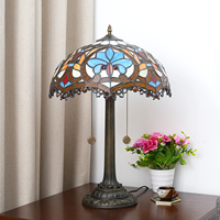 Lampe de table Tiffany Light Luxury pour salon, chambre à coucher, bureau, NOUVEAU design 2024, lampe de table en verre teinté baroque de 16 pouces pour salon