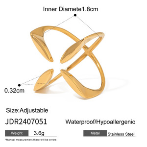 <span class=keywords><strong>Anelli</strong></span> di alta gioielleria impermeabili 18k placcato oro all'ingrosso anello in acciaio inossidabile forma irregolare <span class=keywords><strong>S</strong></span> in stile anello aperto - Product Image 6