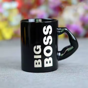 Creative Big <span class=keywords><strong>Boss</strong></span> Arm Tazas publicitarias de Cerámica Negro Blanco Café Té Agua Personalizar Taza impresa para regalos - Product Image 5