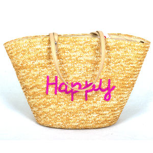 Commercio all'ingrosso OEM Servizio Mare Erba paglia di Grano Del Tessuto Della Signora Sacchetto di <span class=keywords><strong>Mano</strong></span> del Sacchetto di Spalla Su Misura <span class=keywords><strong>Borsa</strong></span> Da Spiaggia Tote - Product Image 3