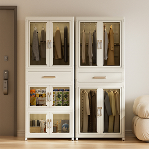 Pliable en plastique chambre bébé vêtements élargissement et épaississement grande installation gratuite en plastique pliable armoire